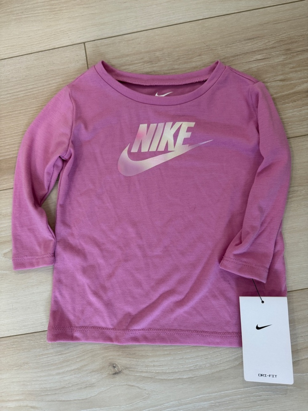 Nike Kids Pink Long-Sleeve Logo Tee